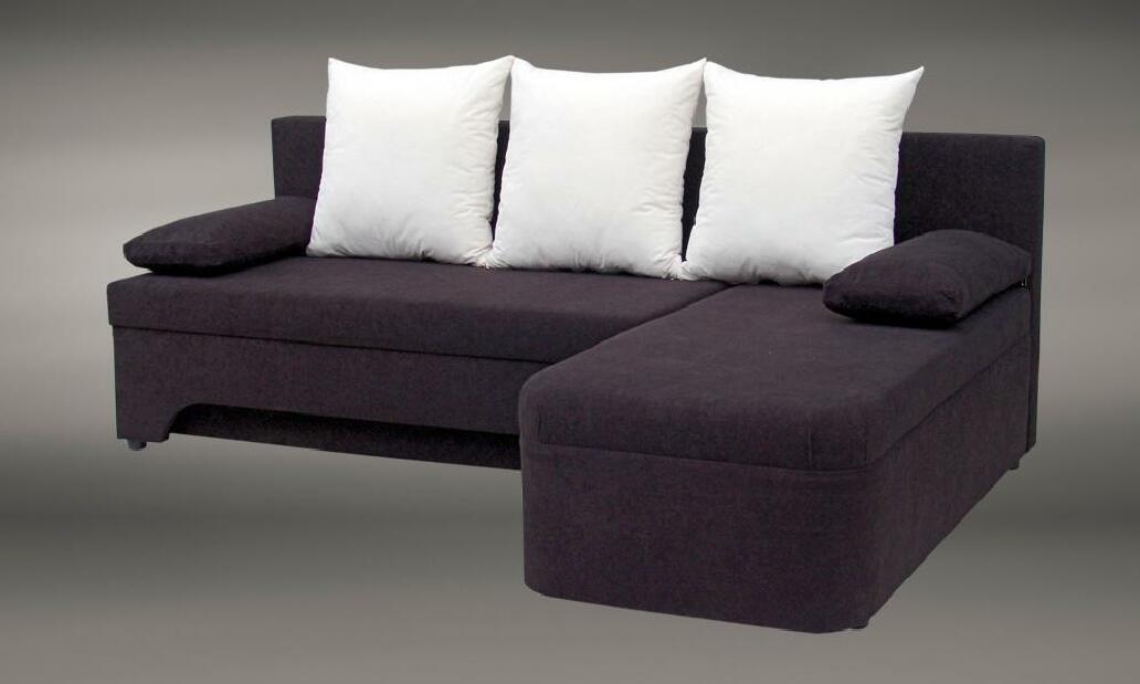 Rohová sedací souprava Saline černá + krémové polštáře (1 úložný prostor, pěna) *výprodej