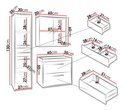 Koupelnový nábytek Tameko I (černá + černá vlna) (se sifonem)