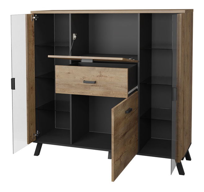 Komoda Madeira ML3 (dub lefkas + černá)