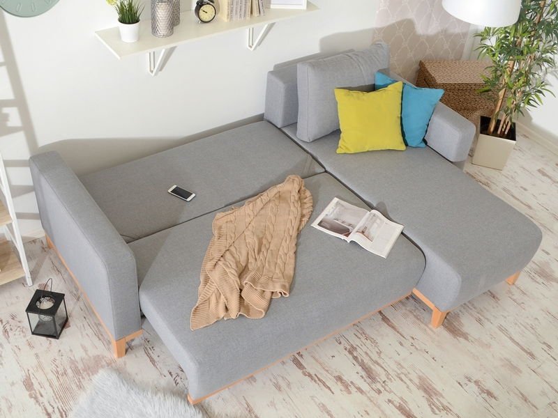 Rohová sedačka Salida (šedá + dub)