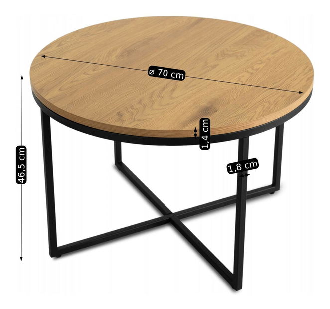 Konferenční stolek Hubiera (dub zlatý + černá)