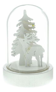 Vánoční skleněná kopulka s dřevěným dekorem 1 LED RXL 320