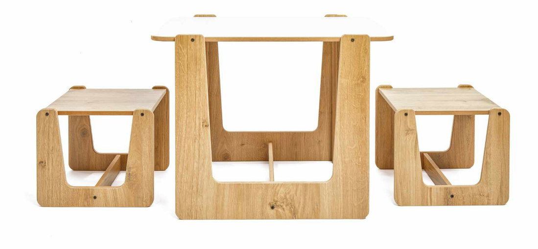  Set dětský stolek a 2 židle Callie 3 (bílá + naturální)