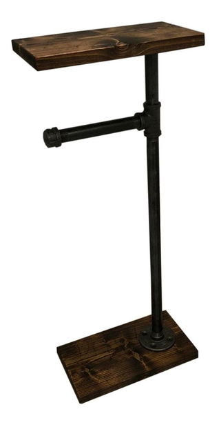 Stojan na toaletní papír s odkládací plochou na telefon Nenanu 9 (ořech + černá)