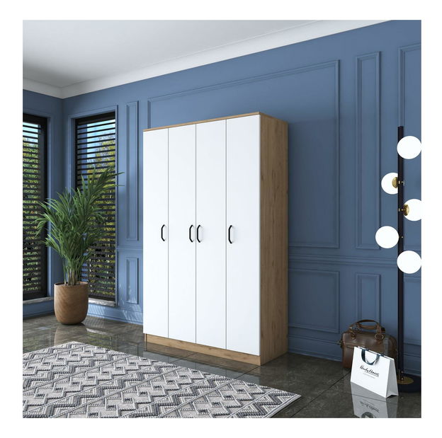 Šatní skříň Bafaretta 16 (ořech + bílá)