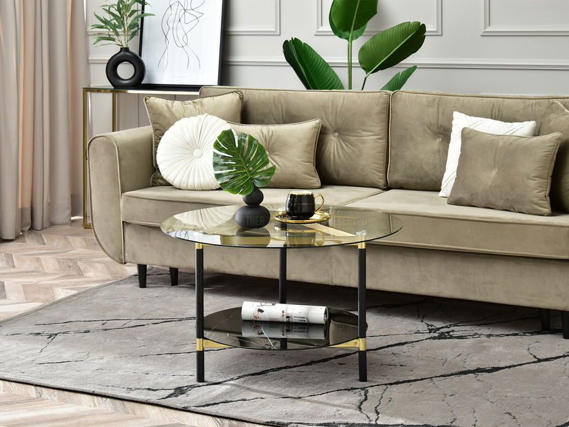 Konferenční stolek Ontario (černý mramor + černá)