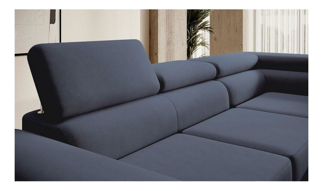 Rohová sedací souprava Stiletto (P) (modrá + stříbrná)