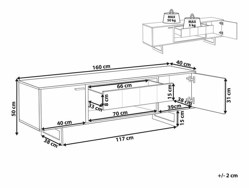 TV stolek/skříňka Bijoux (světlé dřevo)