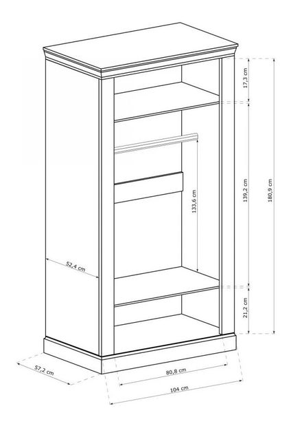 Šatní skříň Atena 16 (craft zlatý)