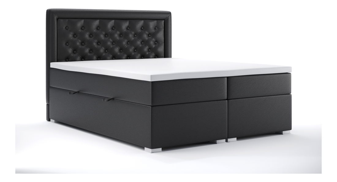 Boxspring postel 180 cm Gllamy (černá ekokůže) (s úložným prostorem)