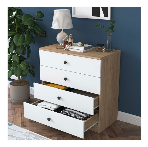 Komoda Nipilo 2 (ořech + bílá)