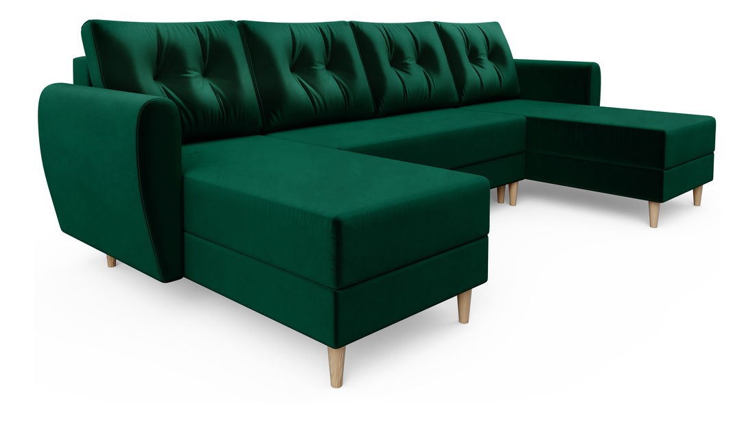 Rohová sedačka ve tvaru U Palermo (zelená) (L)