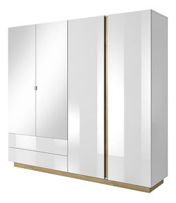 Šatní skříň Cethos (bílá + dub grandson + bílý lesk)