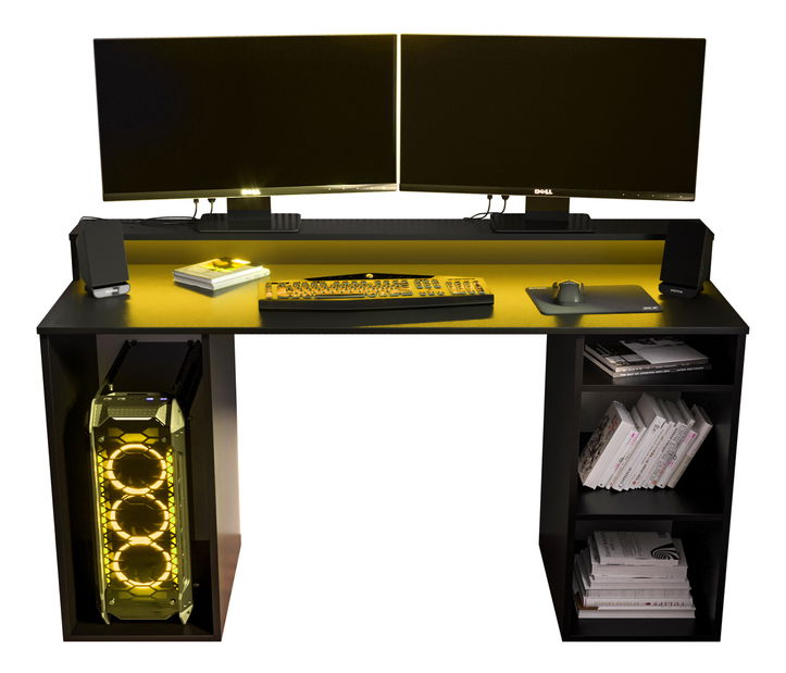 Herní PC stolek Garrick 1 (černý) (s LED RGB osvětlením)