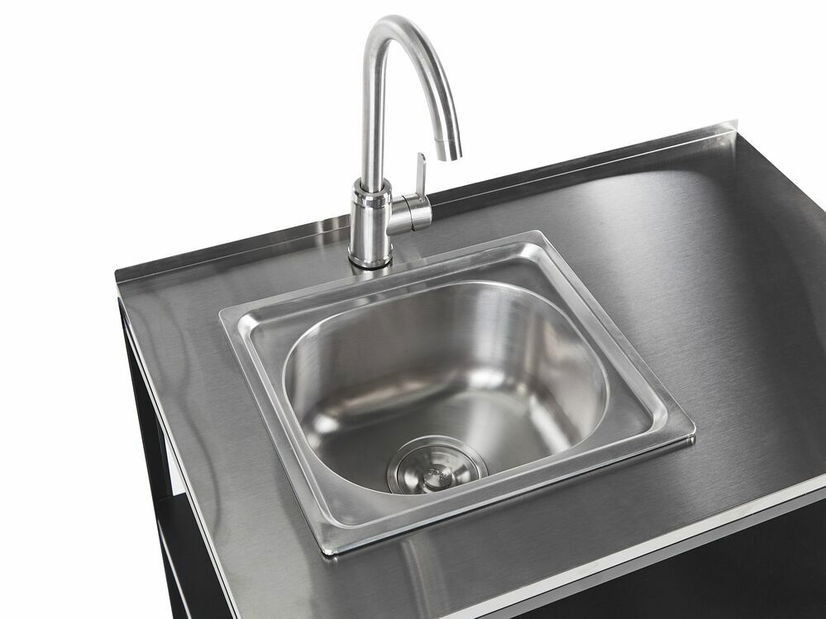 Kuchyňský ostrůvek do zahrady Vianney (černá) (s dřezem)