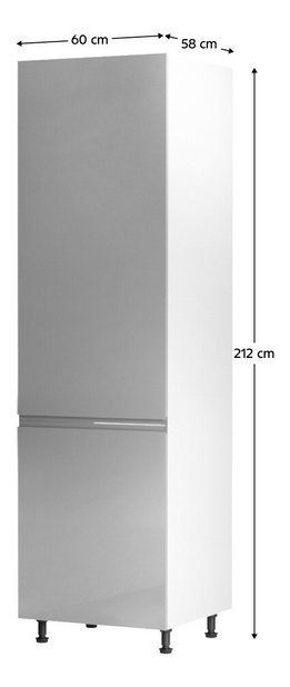 Kuchyňská skříňka na vestavnou ledničku D60ZL Aurellia (bílá + lesk šedý) (L)