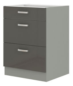 Dolní kuchyňská skříňka Gonir 60 D 3S BB (šedá + šedá)