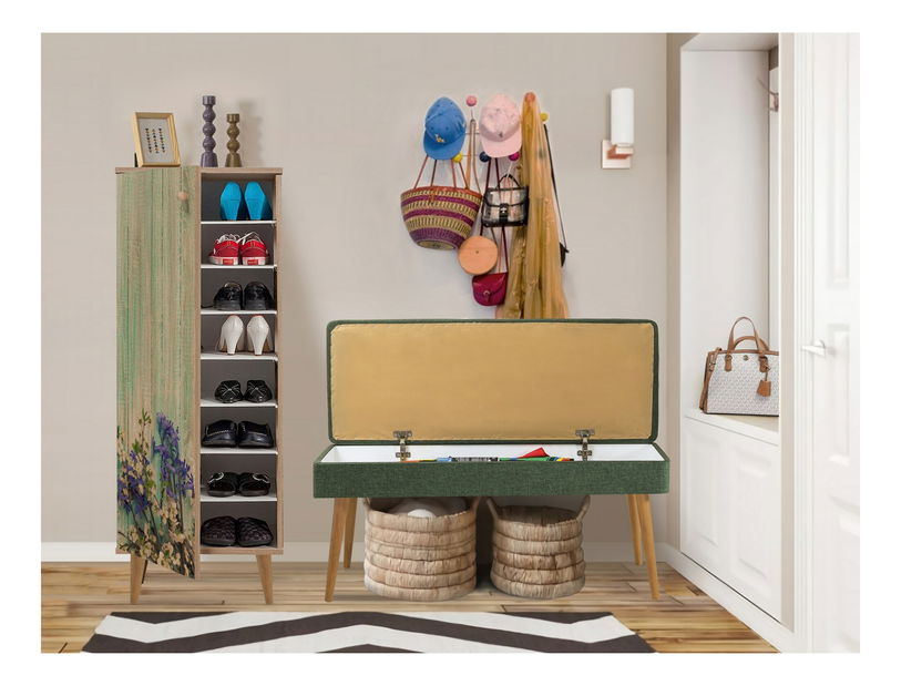 Předsíň Feliz 727 (dub sonoma + zelená)