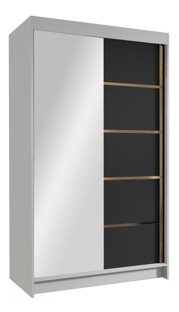 Šatní skříň s posuvnými dveřmi Monata III 100 (bílá + černá + zlatá) (se zrcadlem)
