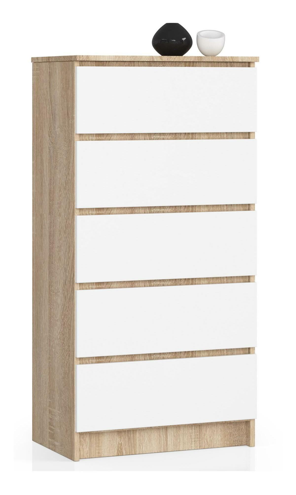 Komoda Kalista V (dub sonoma + bílá)