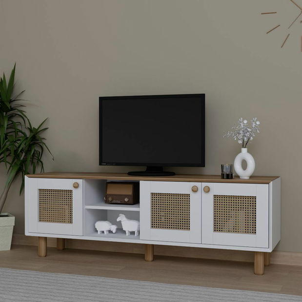 TV skříňka Bohema (bílá + ořech)