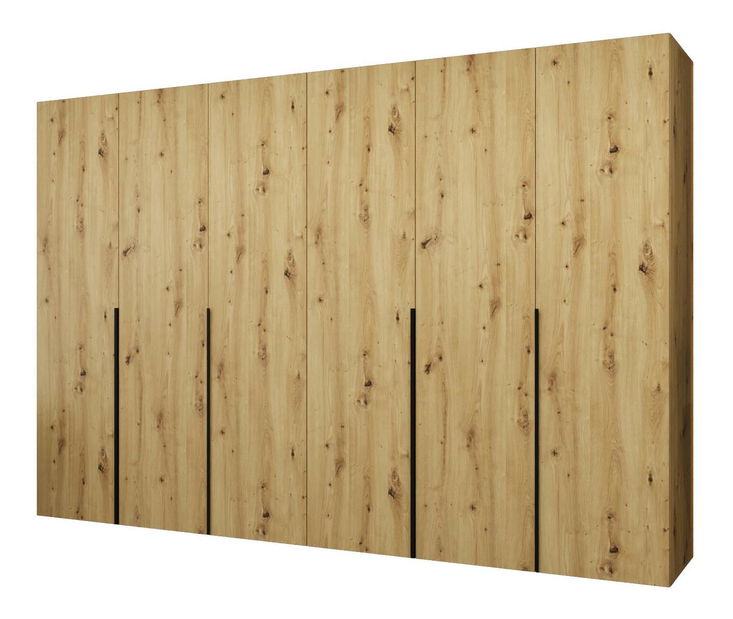 Šatní skříň 300 cm Alice 1 (dub artisan + černá)