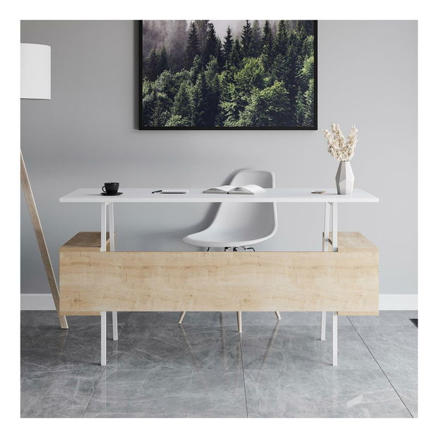 Psací stůl Tidoba 2 (bílá + dub)