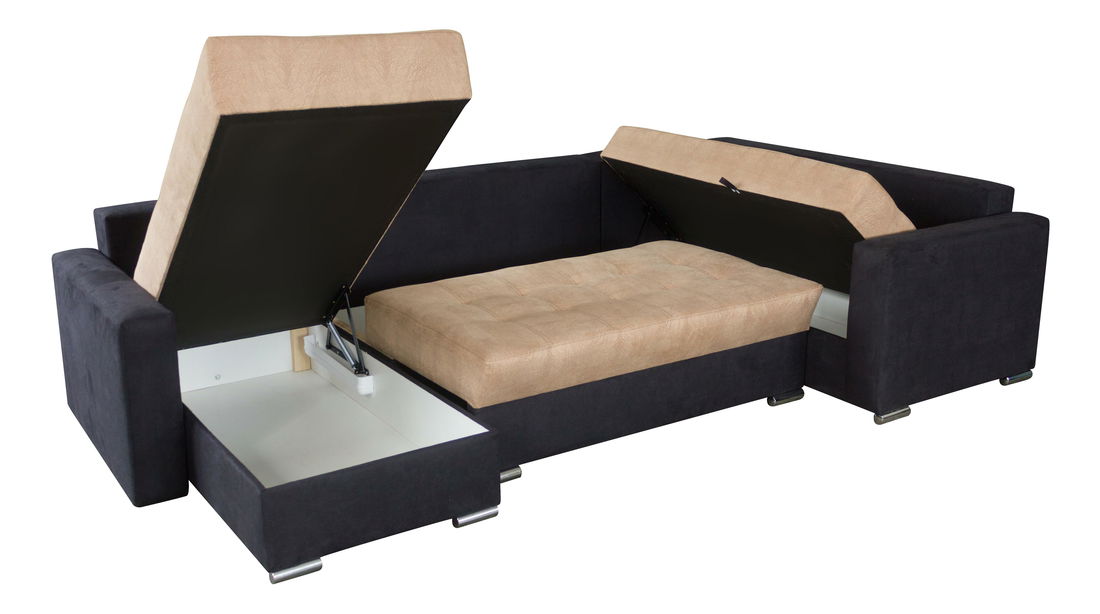 Rohová sedací souprava U Lambert (hnědá + tmavě hnědá) (P)