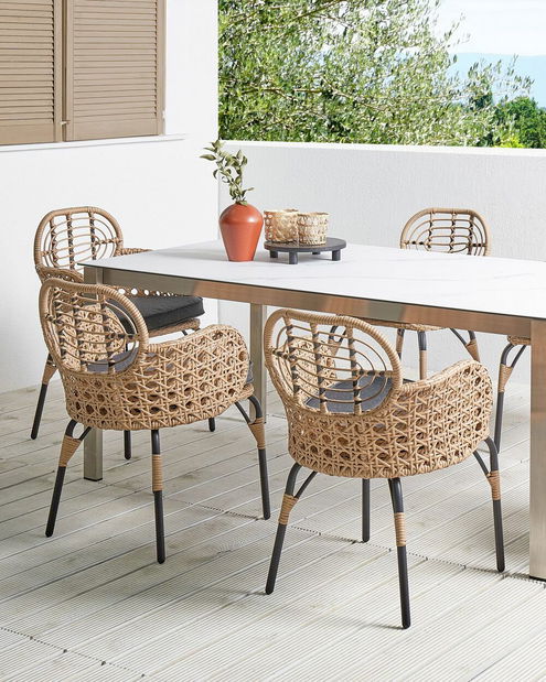 Set 6 ks záhradných stoličiek Beliani- Praza (prírodná + grafit)