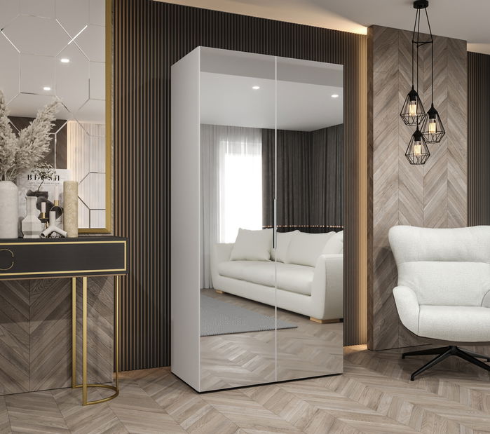 Šatní skříň 100 cm Mirabella 3 (bílá + kašmír)