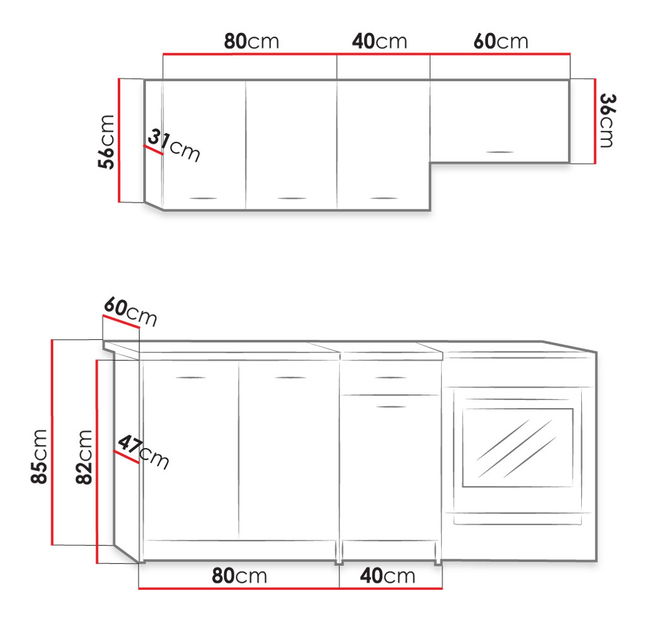 Kuchyně Eny 180 (dub artisan + černá)