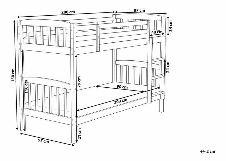 Patrová postel 90 cm Alf (světlé dřevo) (s roštem a úložným prostorem)