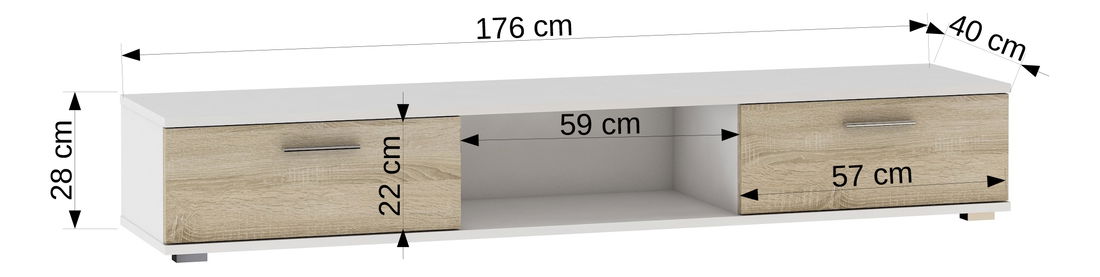 TV stolek Silena (bílá matná + černá matná)