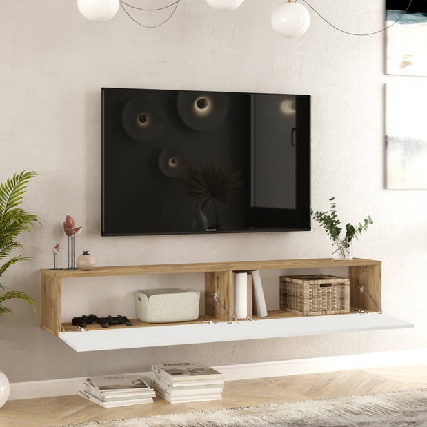 TV stolek/skříňka Freddie 8 (Borovice atlantic + Bílá)