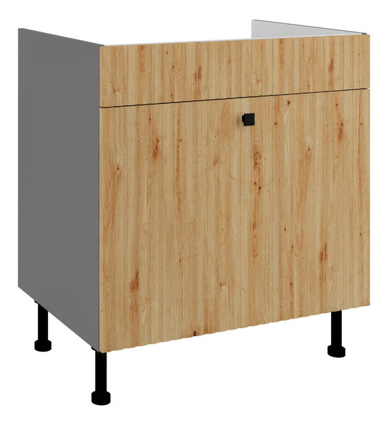 Dolní kuchyňská skříňka pod dřez Avantoe 80 ZL 1S BB (korpus: antracit + fronta: dub artisan)