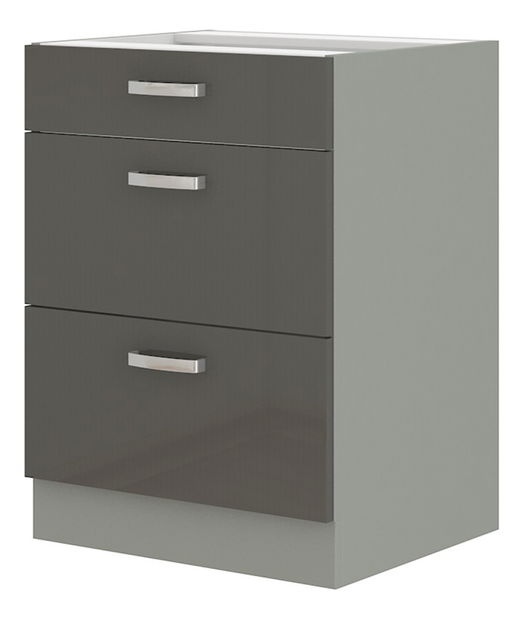 Dolní kuchyňská skříňka Gonir 60 D 3S BB (šedá + šedá)