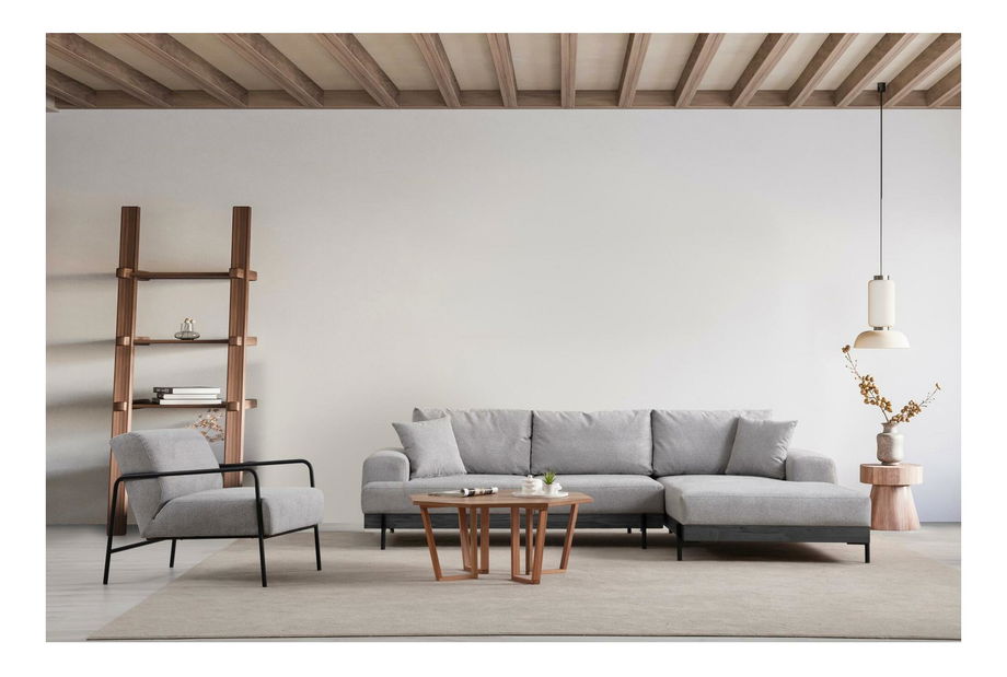 Rohová sedačka Etorella (P) (šedá + černá)