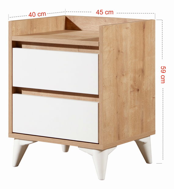 Noční stolek Tuvantille 41 (dub safírový + bílá)