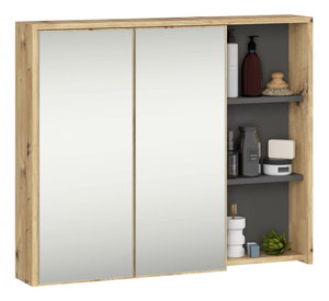 Koupelnová skříňka Vambos W90 2D 3P LO (dub artisan + grafit) (se zrcadlem)