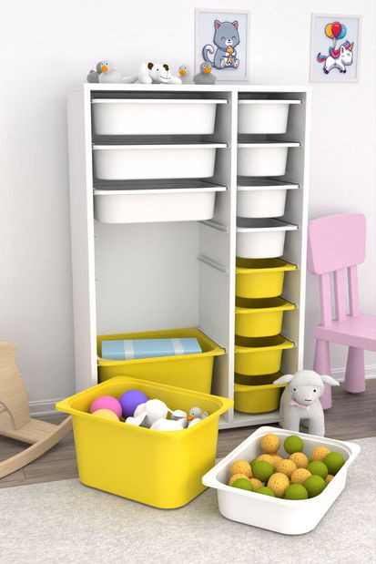 Organizér na hračky Dremonka 7 (bílá + žlutá)