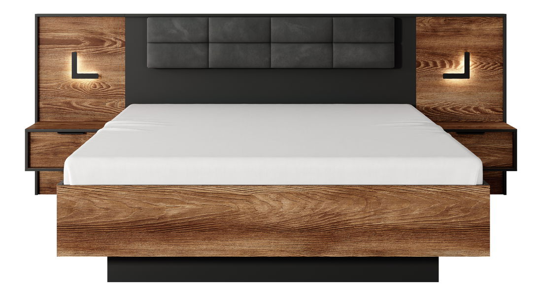 Manželská postel 160 cm Milty (dub baltic + černá)