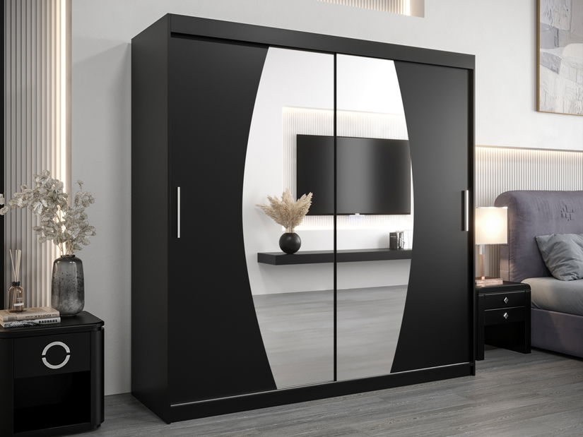 Šatní skříň 200 cm Eclipse (černá matná + černá matná)