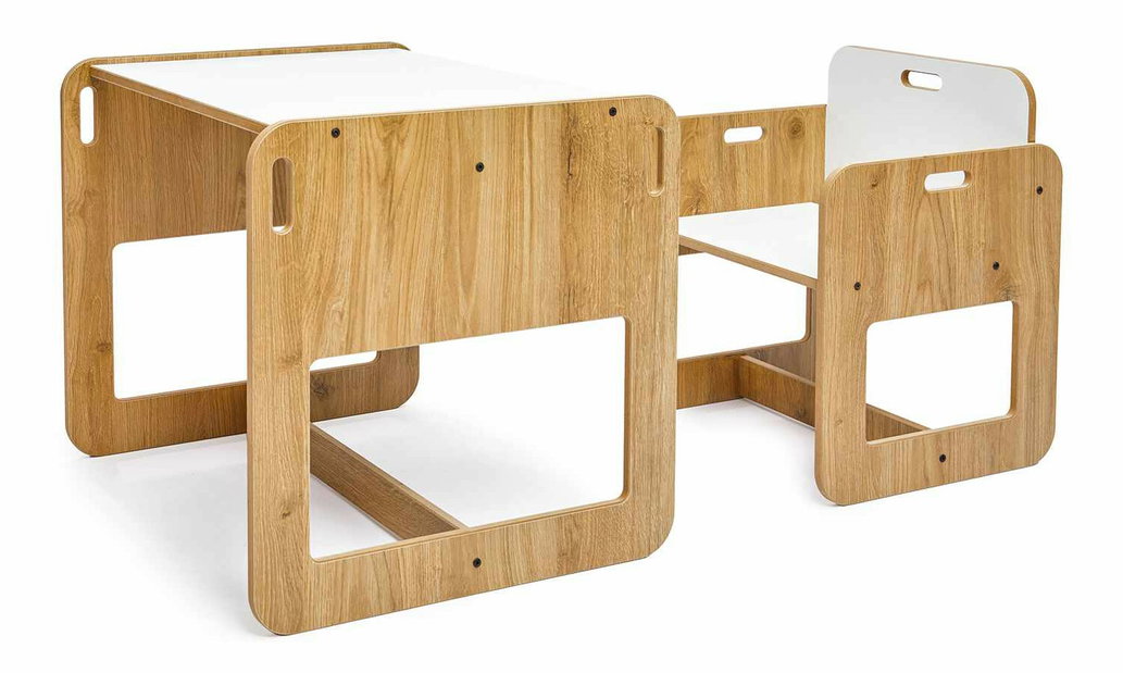  Set dětský stolek a židle Durumo (bílá + naturální)