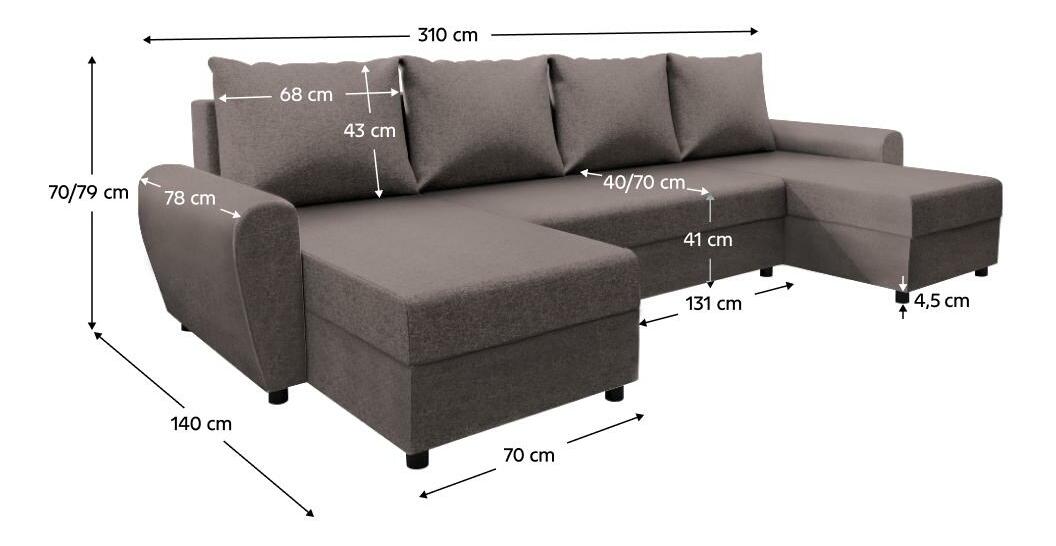 Rohová sedačka ve tvaru U Debiera (béžovošedá) (s úl. prostorem)