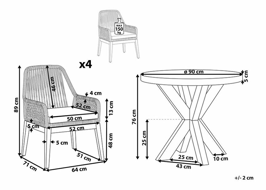 Zahradní set Olibia (světlošedá)