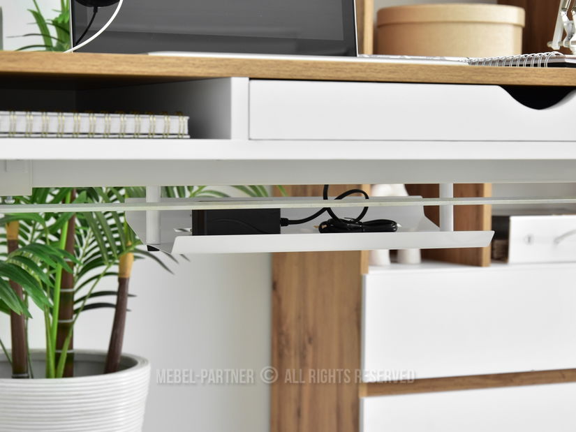 PC stolek Osto 120 (dub bílý + černá)