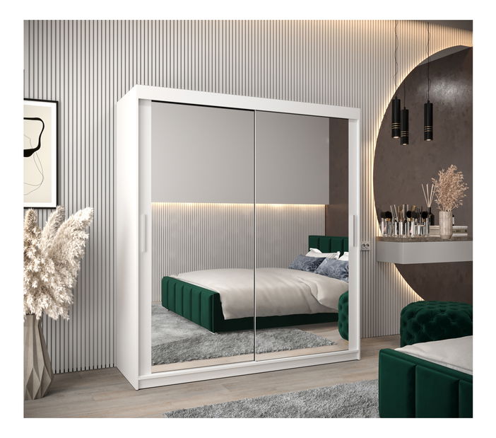 Šatní skříň 180 cm Toki 3 (Bílá matná + Bílá matná)