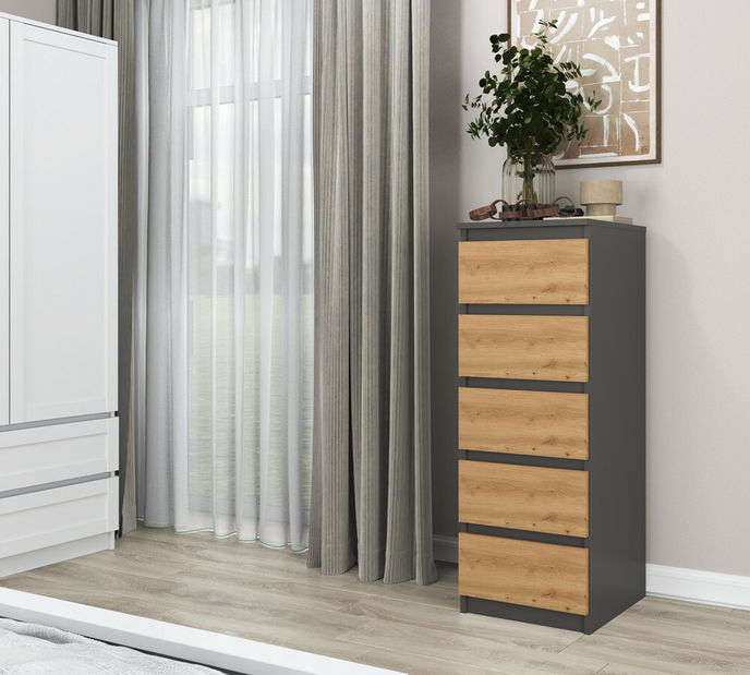 Komoda Musecalo 5 (antracit + dub artisan)