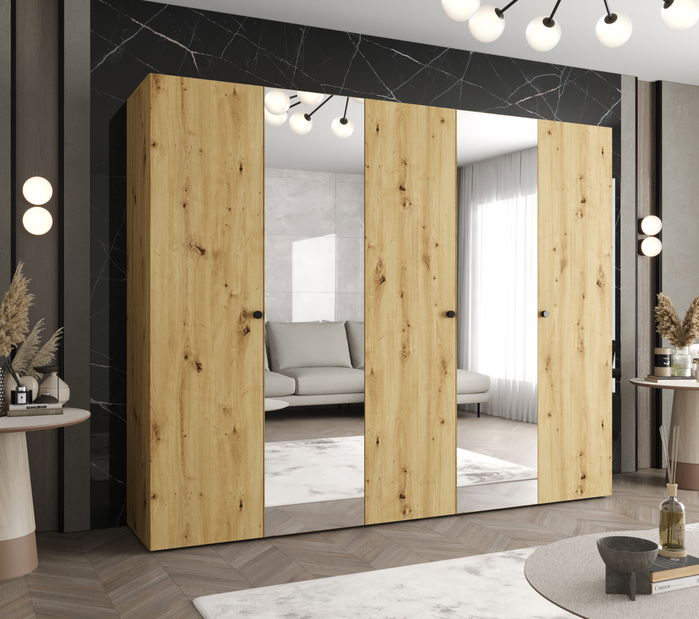 Šatní skříň 250 cm Parna 2 (dub artisan + černá)