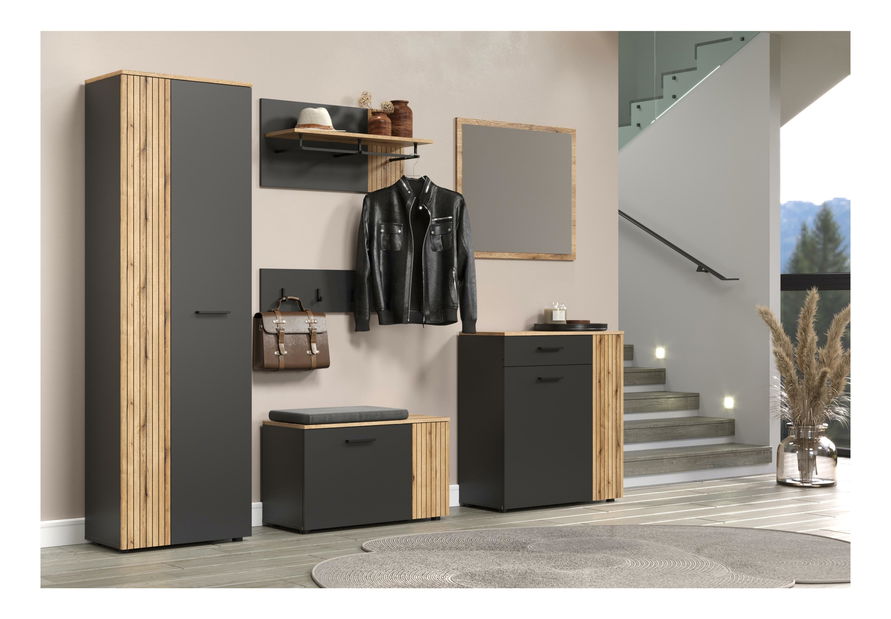 Botník (skříňka na boty) Esferas (grafit + dub evoke)